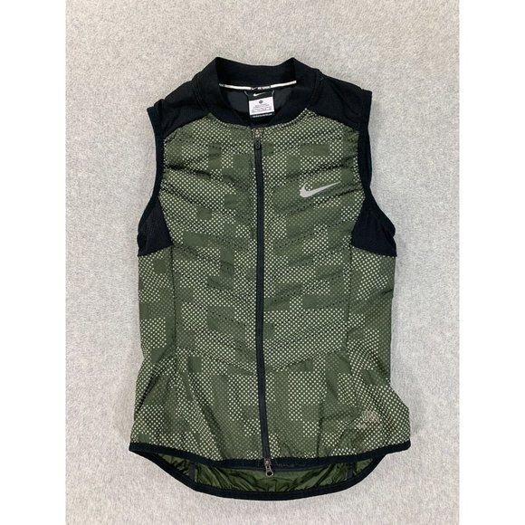 Nike Aero Insulated Running Training Jacket Vest (Women's X-Small)‎ Black/Green - Picture 1 of 9